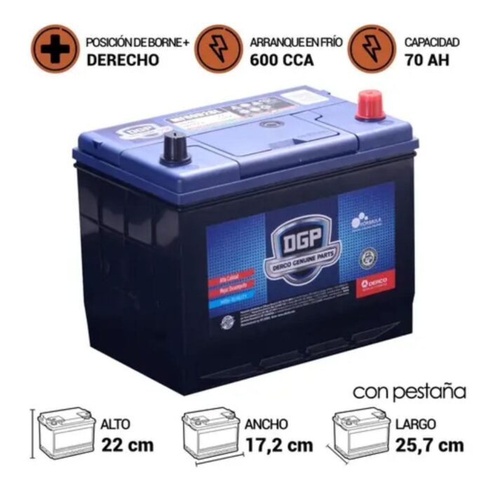 BATERÍA DGP MF80D26L 70AH 600CCA - Imagen 2