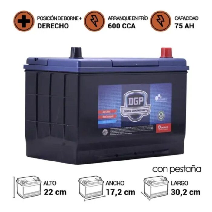 BATERÍA DGP MF75D31L 75AH 600CCA - Imagen 2