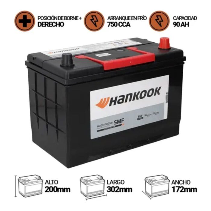 BATERÍA HANKOOK MF105D31L 90AH 750CCA - Imagen 2
