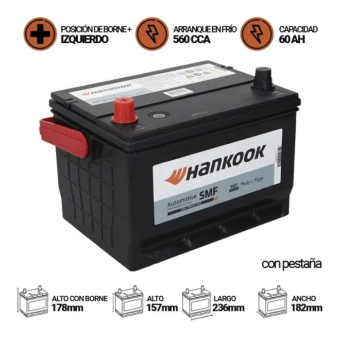 BATERÍA HANKOOK MF58-560 60AH 560CCA - Imagen 2