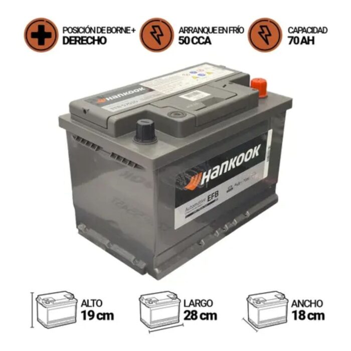 BATERÍA HANKOOK EFB START STOP LN3 57010 70AH 650CCA - Imagen 2
