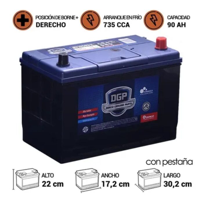 BATERÍA DGP MF105D31L 90AH 735CCA - Imagen 2