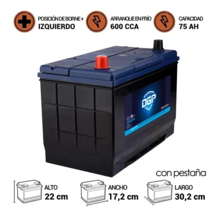 BATERÍA DGP MF75D31R 75AH 600CCA - Imagen 2
