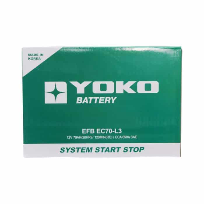 BATERÍA YOKO EFB START STOP EC70-L3 70AH 690CCA - Imagen 3